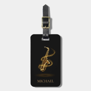 Para Maletas Etiqueta de equipaje de saxofón de oro de negocio