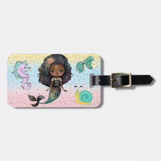 Para Maletas Etiqueta de equipaje de sirena de chica afroameric