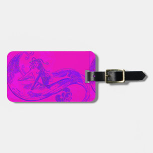 Para Maletas etiqueta de equipaje de sirena de onda rosa