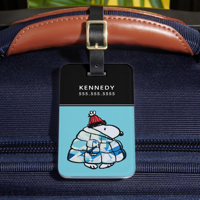 Para Maletas Etiqueta de equipaje de Snoopy invierno en abrigo  (Anverso In situ 2)