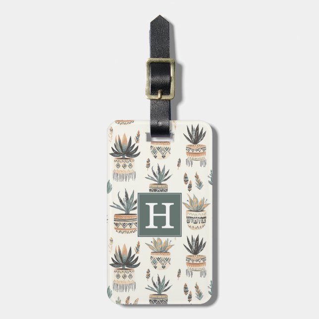 Para Maletas Etiqueta de equipaje de suculentas y cactus boho (Frente Vertical)