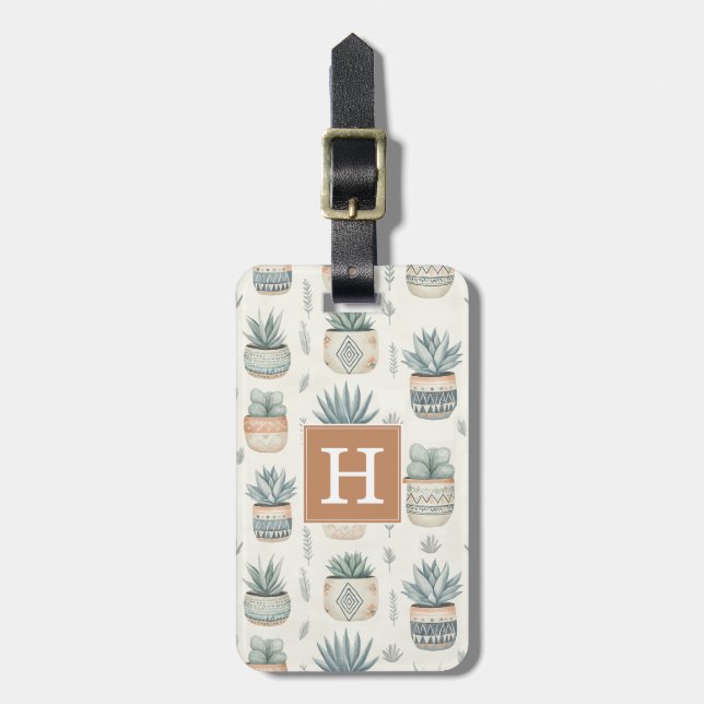 Para Maletas Etiqueta de equipaje de suculentas y cactus boho (Frente Vertical)