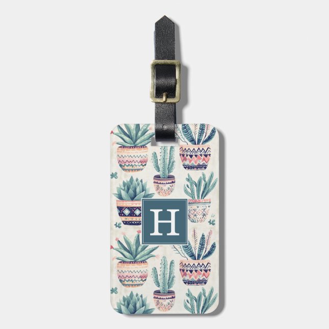 Para Maletas Etiqueta de equipaje de suculentas y cactus boho (Frente Vertical)