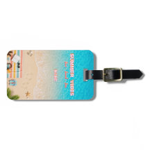 Etiqueta de equipaje de verano de playa estética