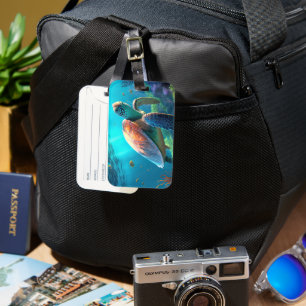 Para Maletas Etiqueta de equipaje de viaje con imagen de tortug