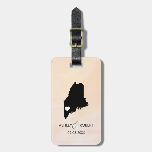 Para Maletas Etiqueta de equipaje del Boda del mapa principal,  (Frente Vertical)