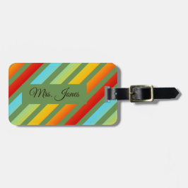 Para Maletas Etiqueta de equipaje del patrón arcoiris a rayas f