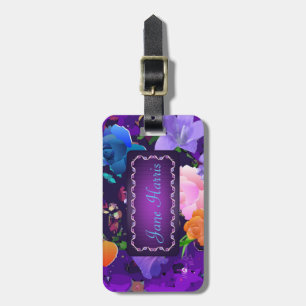 Para Maletas Etiqueta de equipaje del Personalizado floral viol