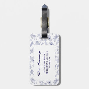 Para Maletas Etiqueta de equipaje Fleur de Saison azul y blanca