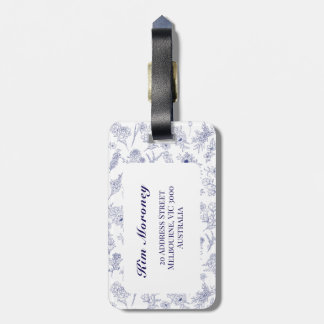 Para Maletas Etiqueta de equipaje Fleur de Saison azul y blanca