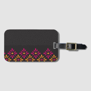 Para Maletas Etiqueta de equipaje floral de moda en negro y col
