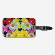 Etiqueta de equipaje floral mixta colorida