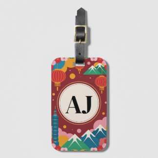 Para Maletas Etiqueta de equipaje floral personalizada inicial 