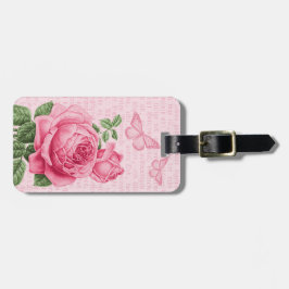 Para Maletas Etiqueta de equipaje floral rosa de rosa femenina