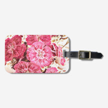 Etiqueta de equipaje floral rosa vintage
