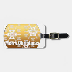 Para Maletas Etiqueta de equipaje Gold Merry Christmas Snowflak