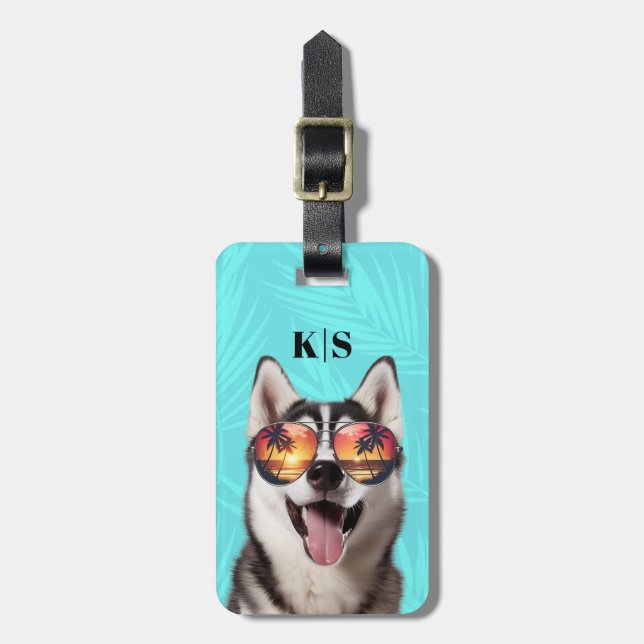 Para Maletas Etiqueta de equipaje Husky Siberian (Frente Vertical)