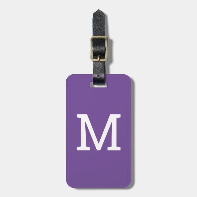 Para Maletas Etiqueta de equipaje inicial Purple Personalizada (Frente Vertical)