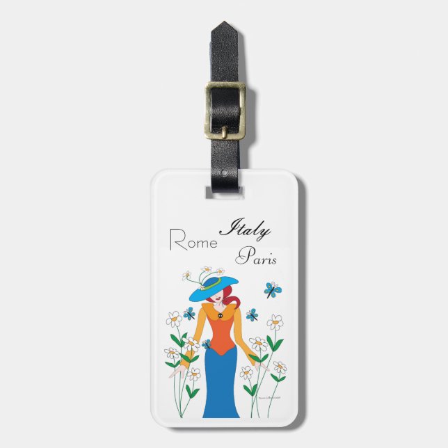 Para Maletas Etiqueta de equipaje Lady Blue (Frente Vertical)