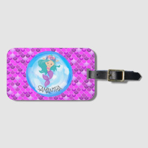 Para Maletas Etiqueta de equipaje Mermaid Cute Purple Scales