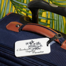 Etiqueta de equipaje monocroma personalizable