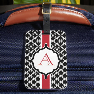 Para Maletas Etiqueta de equipaje monogramada roja y negra