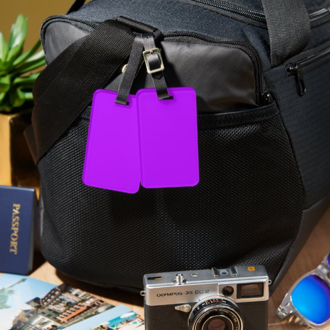 Para Maletas Etiqueta de Equipaje Morado Neón (Anverso & Reverso)