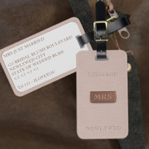 Etiqueta de equipaje Mrs Rose Gold Bridal Blush