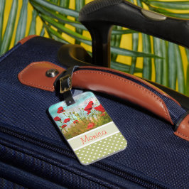 Para Maletas Etiqueta de equipaje personalizada con amapolas