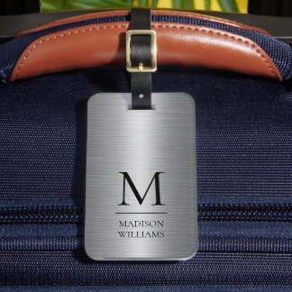 Para Maletas Etiqueta de equipaje personalizada con brillo gris