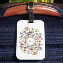 Etiqueta de equipaje personalizada con flores past
