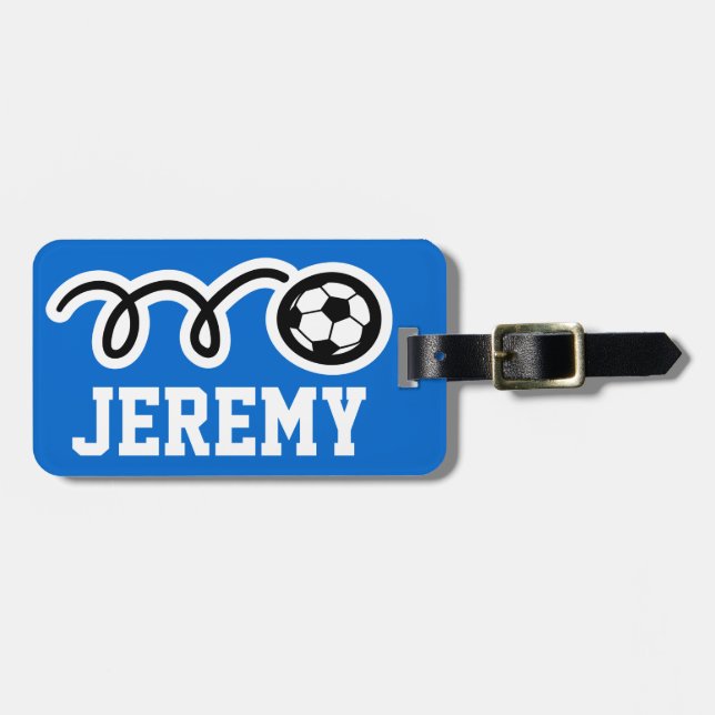 Para Maletas Etiqueta de equipaje personalizada con fútbol depo (Frente Horizontal)