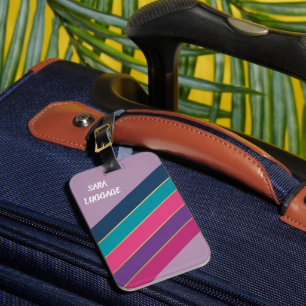Para Maletas Etiqueta de equipaje personalizada con rayas color