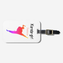Etiqueta de equipaje personalizada de chica karate