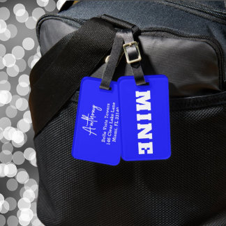 Para Maletas Etiqueta de equipaje personalizada MINE azul neón 
