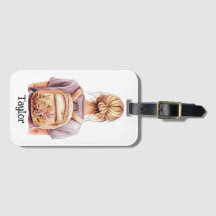 Etiqueta de equipaje personalizada - Mujer rubia