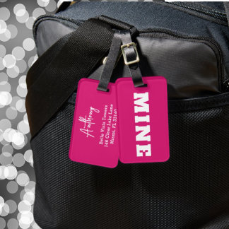 Para Maletas Etiqueta de equipaje personalizada rosa blanca div