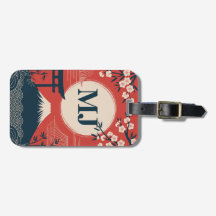Etiqueta de equipaje personalizada vintage japones