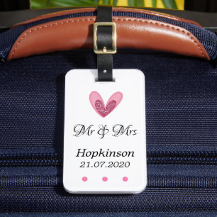 Para Maletas Etiqueta de equipaje - Purpurina rosa Corazón Sr. 