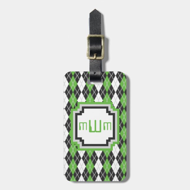 Para Maletas Etiqueta de equipaje Retro Argyle (Frente Vertical)
