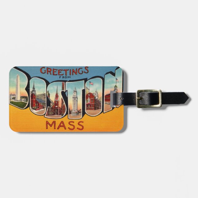 Para Maletas Etiqueta de equipaje retro Boston (Frente Horizontal)