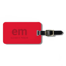 Etiqueta de equipaje roja minimalista moderna con