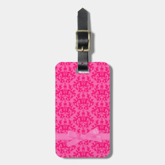 Para Maletas Etiqueta de equipaje rosa caliente con damasco
