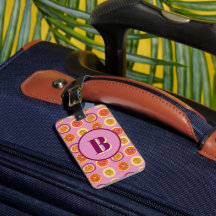 Etiqueta de equipaje rosa de frutas tropicales haw