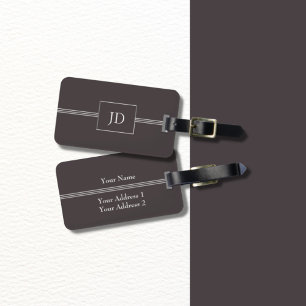 Para Maletas Etiqueta de equipaje simple elegante y gris oscuro