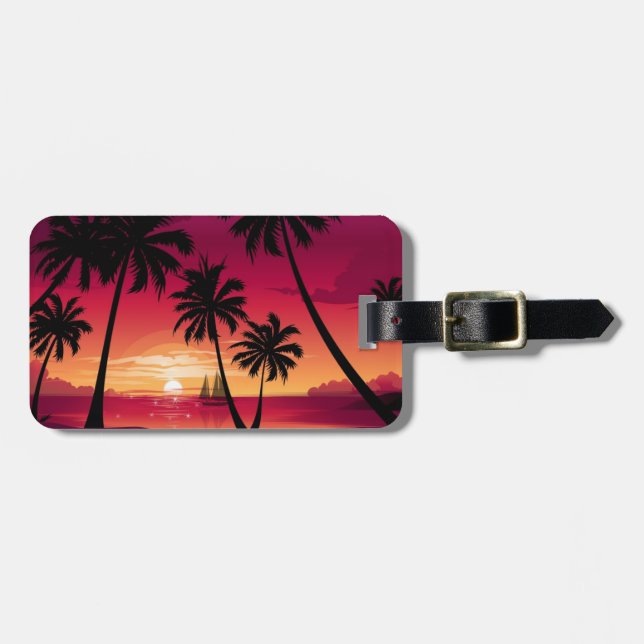 Para Maletas Etiqueta de equipaje tropical (Frente Horizontal)