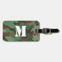 Etiqueta de equipaje verde de camo con monograma b