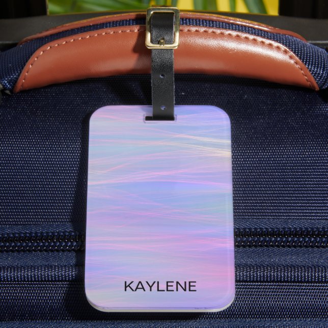 Para Maletas Etiqueta de equipaje Wispy Rainbow personalizada (Anverso In situ 2)