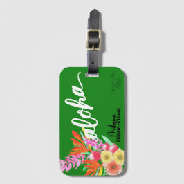 Para Maletas Etiqueta de flor tropical Aloha - Malama Honua Oha