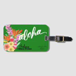 Para Maletas Etiqueta de flor tropical Aloha - Malama Honua Oha